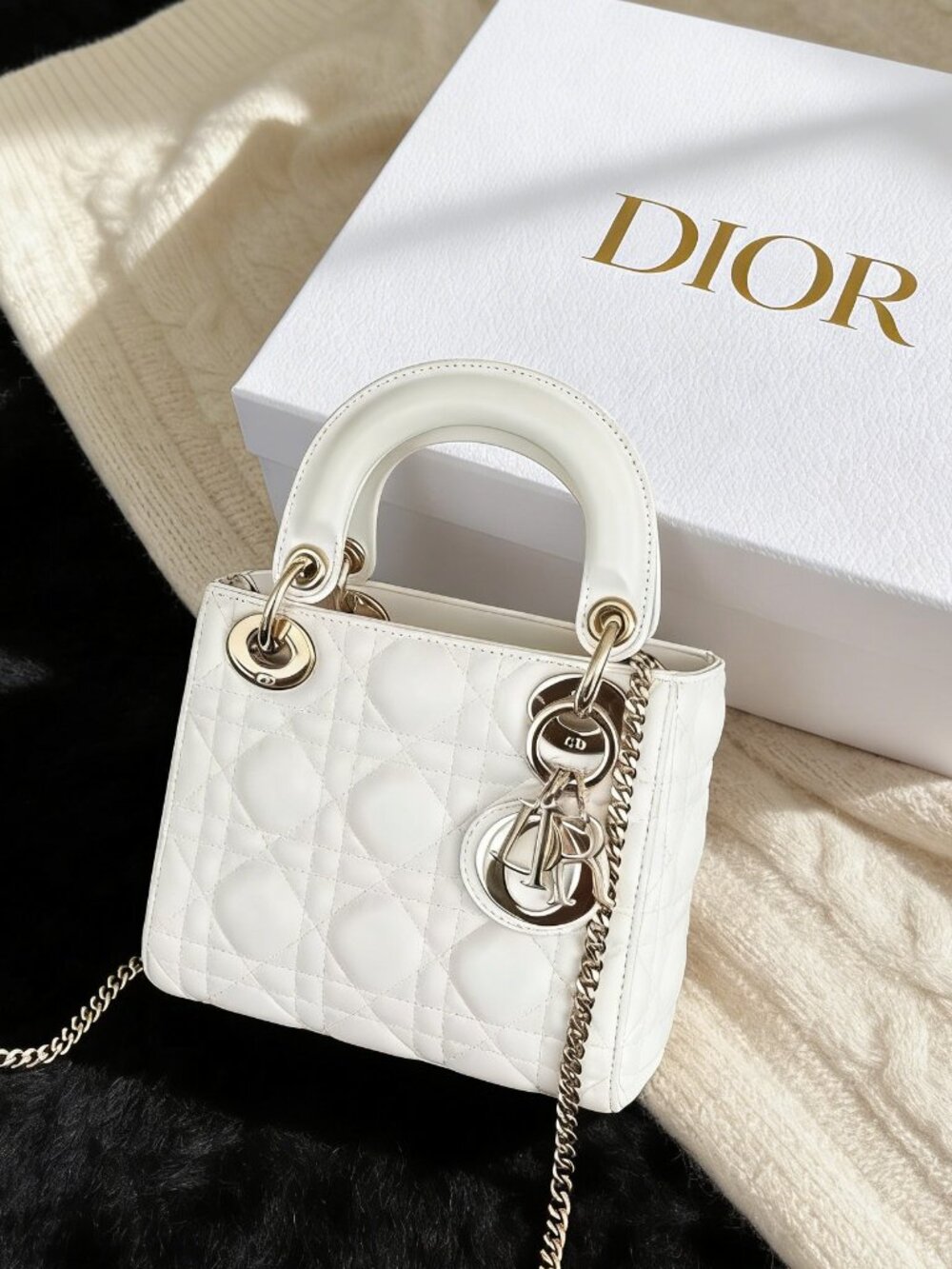Mini Lady Dior Bag White Cannage Lambskin